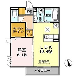 セントラルコート昭島 1LDKの間取図画像