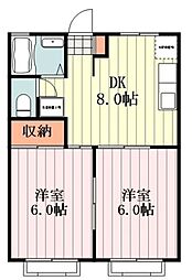 レジデンスニューシティー 2DKの間取図画像