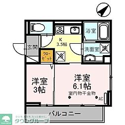 スリーカントリー 2Kの間取図画像