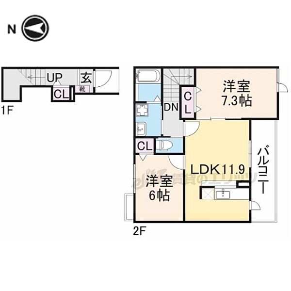 奈良県大和高田市大字築山(賃貸アパート2LDK・2階・60.33㎡)の写真 その2