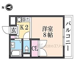 JR桜井線 香久山駅 徒歩14分の賃貸アパート 2階1Kの間取り