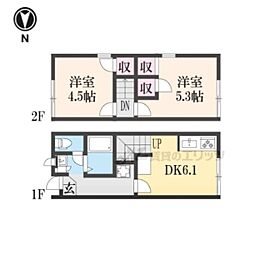 近鉄大阪線 五位堂駅 徒歩14分の賃貸アパート 2階2DKの間取り