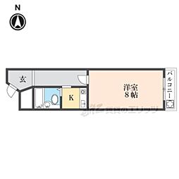 近鉄奈良線 近鉄奈良駅 徒歩3分の賃貸マンション 3階1Kの間取り