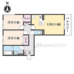 ジェイドウェル 3階2LDKの間取り