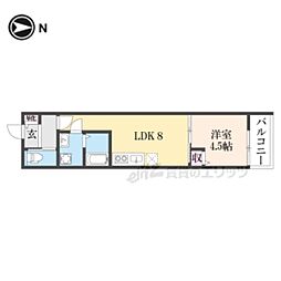 クレアール東岡町 3階1LDKの間取り
