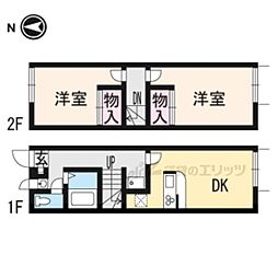 近鉄橿原線 田原本駅 徒歩7分の賃貸アパート 1階2DKの間取り