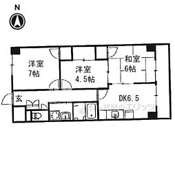 近鉄南大阪線 尺土駅 徒歩2分の賃貸マンション 3階3DKの間取り