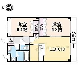 トウケンコーポ桜井南 3階2LDKの間取り