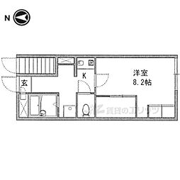 近鉄橿原線 近鉄郡山駅 徒歩13分の賃貸アパート 1階1Kの間取り