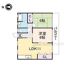 今里ハイツ 3階2LDKの間取り
