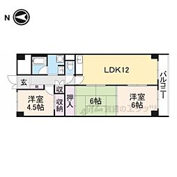 奈良パークハイツ 9階3LDKの間取り