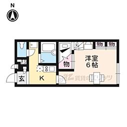JR桜井線 京終駅 徒歩4分の賃貸アパート 2階1Kの間取り
