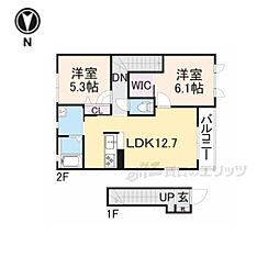 サニーサイドＦ 2階2LDKの間取り