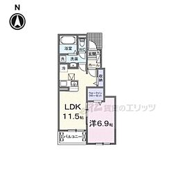 ロジュマン・ボヌール 1階1LDKの間取り