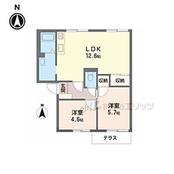 ハイツ池田Ａ 1階2LDKの間取り