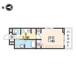 カルセドニー 2階1Kの間取り