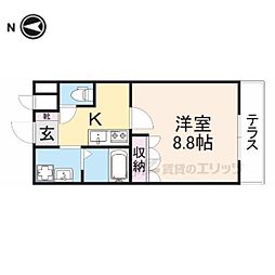 近鉄南大阪線 尺土駅 徒歩13分の賃貸アパート 1階1Kの間取り