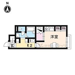 近鉄橿原線 橿原神宮前駅 徒歩9分の賃貸アパート 2階1Kの間取り