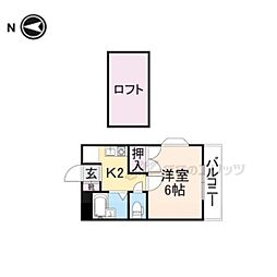近鉄南大阪線 高田市駅 徒歩14分の賃貸アパート 2階1Kの間取り