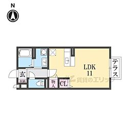 クレアコートＡＢ 1階ワンルームの間取り