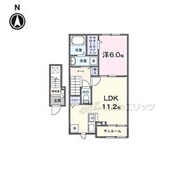 JR桜井線 京終駅 徒歩10分の賃貸アパート 2階1LDKの間取り