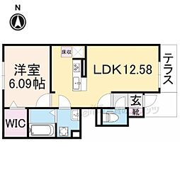 ウインドウII 1階1LDKの間取り
