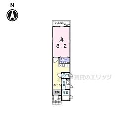 JR和歌山線 高田駅 徒歩7分の賃貸アパート 2階1Kの間取り