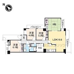 ローレル東生駒 5階4LDKの間取り