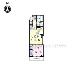 アルティザン九条 1階1LDKの間取り