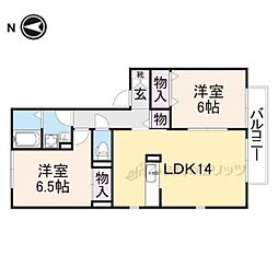 ラフィーネ　Ｂ棟 2階2LDKの間取り