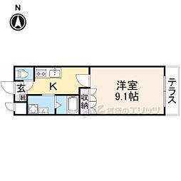 ゴールド・クレスト 2階1Kの間取り