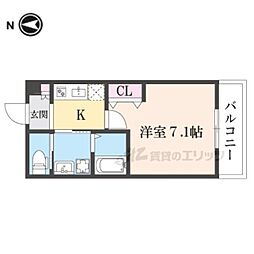 ＵＮＩ　ＦＬＡＴ　奈良法蓮町 3階1Kの間取り