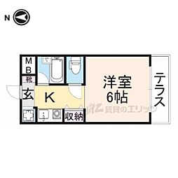 近鉄奈良線 近鉄奈良駅 徒歩10分の賃貸マンション 1階1Kの間取り