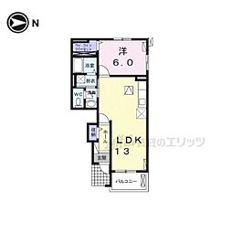 JR桜井線 京終駅 徒歩6分の賃貸アパート 1階1LDKの間取り
