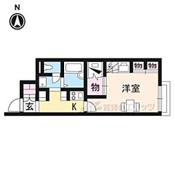 近鉄橿原線 橿原神宮前駅 徒歩9分の賃貸アパート 1階1Kの間取り