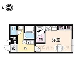 レオパレスプルメリア 1階1Kの間取り