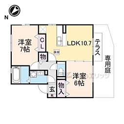 ロイヤルガーデン　Ｅ棟 1階2LDKの間取り