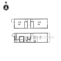 近鉄大阪線 五位堂駅 徒歩8分の賃貸アパート 1階2DKの間取り