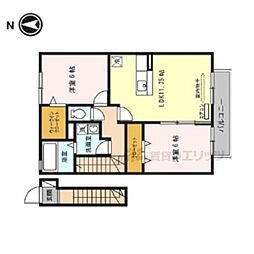 メゾンｅコート　Ａ棟 2階2LDKの間取り