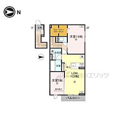 クレールY 2階2LDKの間取り