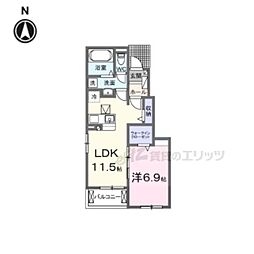 六条1丁目アパート 1階1LDKの間取り