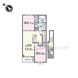 グランディール富雄南 2LDKの間取図画像