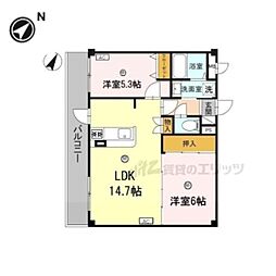 エスポワール三松 2LDKの間取図画像