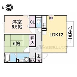 ラフィーネ結崎B 2LDKの間取図画像