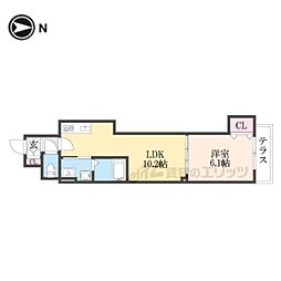クリエオーレ天理 1LDKの間取図画像