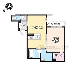 クオリスタ奈良 1LDKの間取図画像