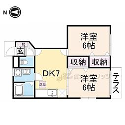 ローブレオークラ1 2DKの間取図画像