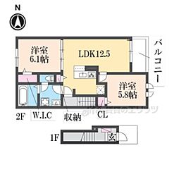 ドリームX 2LDKの間取図画像