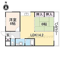 通眞ヨシエプラザ北館 2LDKの間取図画像