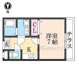 ロイヤルSK指柳 弐番館 1Kの間取図画像